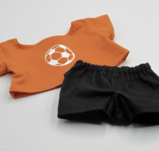De foto van het product Voetbalkleding, past op handpop Bobbi